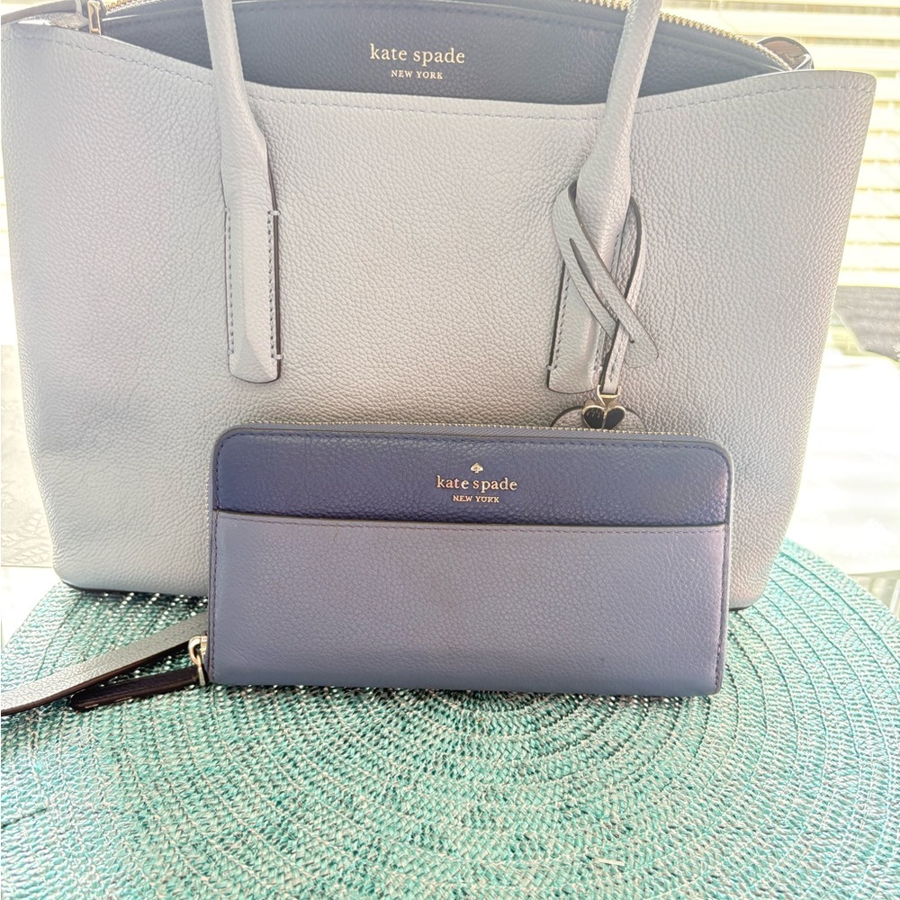Kate Spade Margaux Medium Satchel Blue + Wallet & Dust Bag
